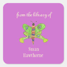 "From the library of" butterfly custom bookplates Sticker