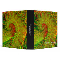 Frond · Fractal Art · Green & Red 3 Ring Binders