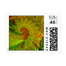 Frond · Fractal Art · Green & Red Stamp