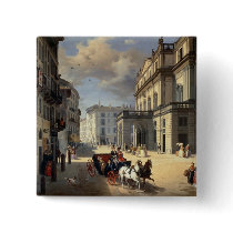 Front of La Scala Theatre, 1852 Pinback Buttons