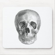 Frontal view drawing of a human skull mousepad
