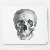 Frontal view drawing of a human skull mouse pads