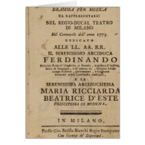 Frontispiece from Mozart's 'Lucio Silla' Card
