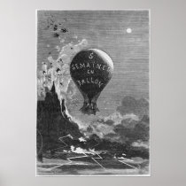 Frontispiece to 'Five Weeks in a Balloon' Poster