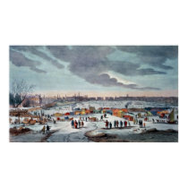 Frost Fair on the River Thames near the Temple Poster - Poster