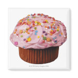 Frosted cupcake with sprinkles fridge magnet