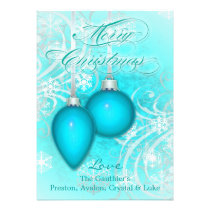 Frosted Flourishes Baby Blue Winter Holiday Card