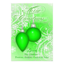 Frosted Flourishes Green Winter Holiday Card