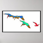 Frosted Pelicans Poster
