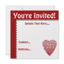 Frosted Snowy Red & White Heart Invite! Christmas invitations
