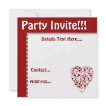 Frosted Snowy White & Red Heart Invite! Christmas invitations