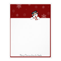 Frostie on Red with White Snowflakes Letterhead Template