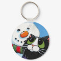 Frosty and Sox - Christmas Cat Keychain keychain