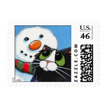 Frosty and Sox - Christmas Cat Postage