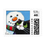 Frosty and Sox - Christmas Cat Postage