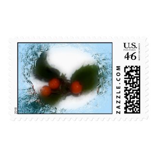 Frosty Blue Holly Postage Stamp