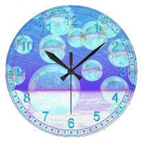 Frosty Clarity, Abstract Azure Beauty Indigo Depth wall clocks