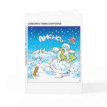 Frosty Fights The Flu Funny Christmas Gifts & Tees cards by beardiethor123 Frosty Fights The Flu Funny Christmas Gifts & Tees cards