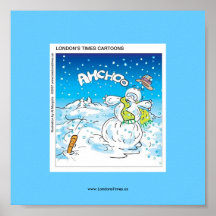 Frosty Fights The Flu Funny Christmas Poster