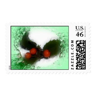 Frosty Green Holly Postage