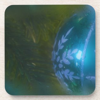 Frosty Green Ornament Beverage Coaster