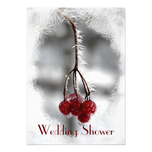 Frosty Red Berries Couples Wedding Shower Invites