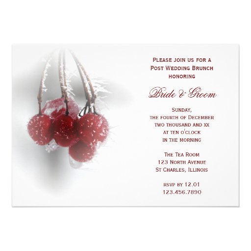 Frosty Red Berries Post Wedding Brunch Invitation