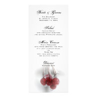 Frosty Red Berries Winter Wedding Menu Full Color Rack Card
