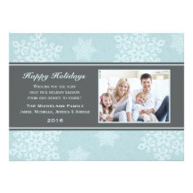 Frosty Snow Fall Holiday Flat Card Custom Invitation