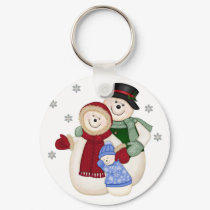 Frosty Snowman Family - Blue keychains