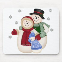 Frosty Snowman Family - Blue mousepads by Spice Frosty Snowman Family - Blue mousepads