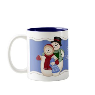 Frosty Snowman Family - Blue mug