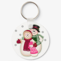 Frosty Snowman Family - Pink keychains