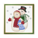 Frosty Snowman Family - Pink magnets