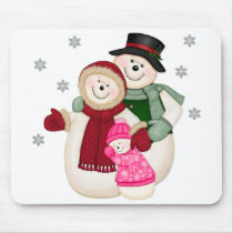 Frosty Snowman Family - Pink mousepads by Spice Frosty Snowman Family - Pink mousepads
