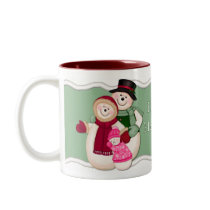 Frosty Snowman Family - Pink mugs
