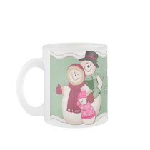 Frosty Snowman Family - Pink mugs