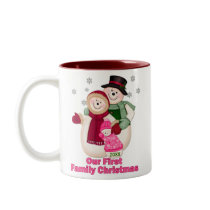 Frosty Snowman Family - Pink mugs