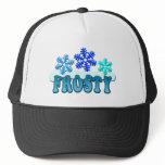 Frosty Text Snow Flakes Design Trucker Hat