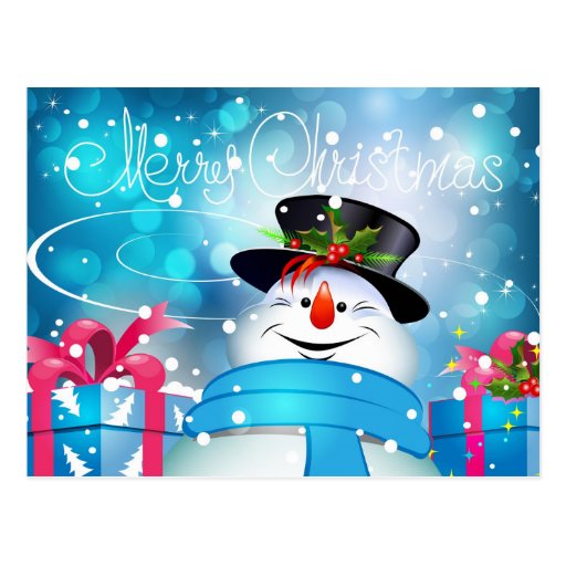 Merry christmas bow and snow background free vector in adobe illustrator ai ( .ai ) vector Frosty the Snowman - Merry Christmas Postcard | Zazzle