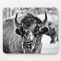 Frosty Yellowstone Bison Mousepads