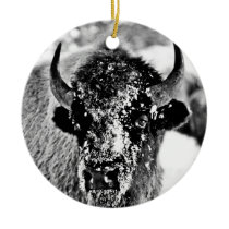 Frosty Yellowstone Bison Ornaments