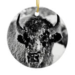 Frosty Yellowstone Bison Ornaments