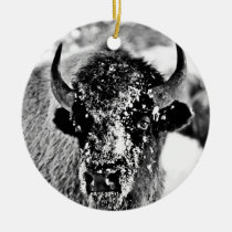 Frosty Yellowstone Bison ornaments