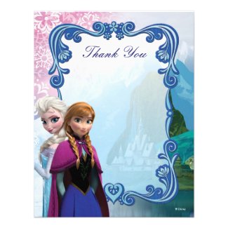 Frozen Anna and Elsa Birthday Thank You Invite