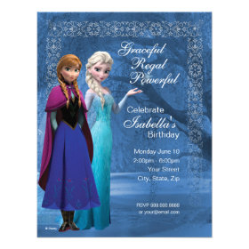 Frozen Anna and Elsa Snowflake Birthday Invitation Personalized Invites