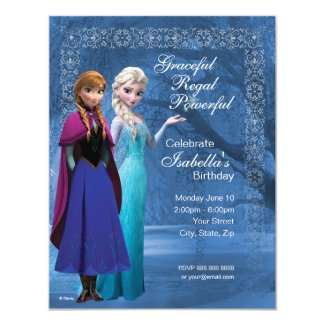 Frozen Anna and Elsa Snowflake Birthday Invitation