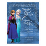 Frozen Anna and Elsa Snowflake Birthday Invitation Personalized Invites
