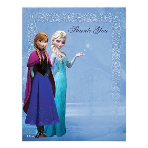 Frozen Anna and Elsa Snowflake Thank You Custom Invitation (front side)