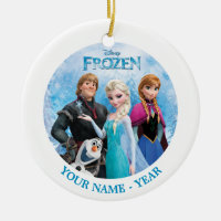Frozen Group Personalized Double-Sided Ceramic Round Christmas Ornament